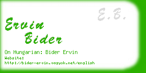 ervin bider business card